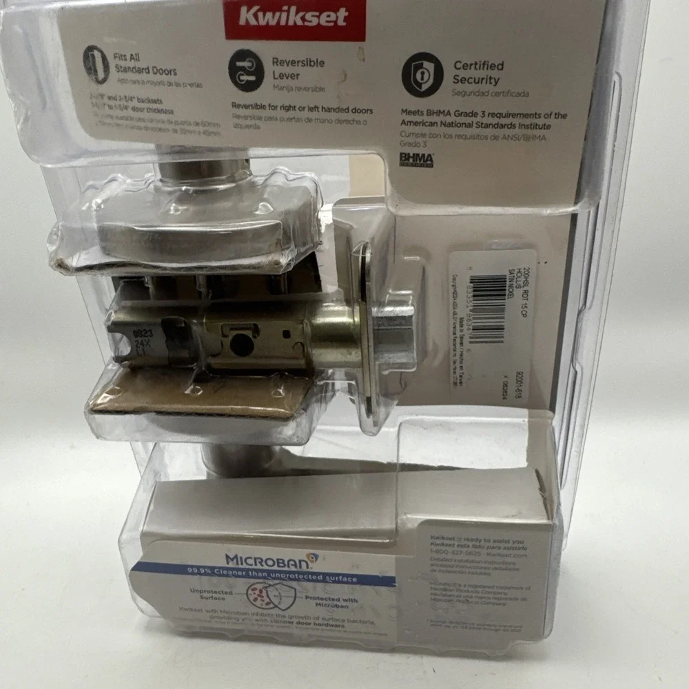 Kwikset‎ Hollis Hall & Closet Lever Door Handle Satin NIckel 92001-618